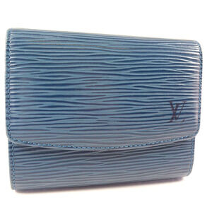 Louis Vuitton Porto Cartes Wallet Epi Leather Blue
